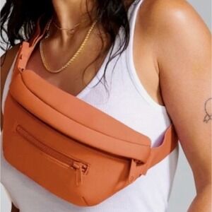 Dagne Dover Ace Fanny Pack Orange Neoprene Adjustable Waist Bag Crossbody Vegan